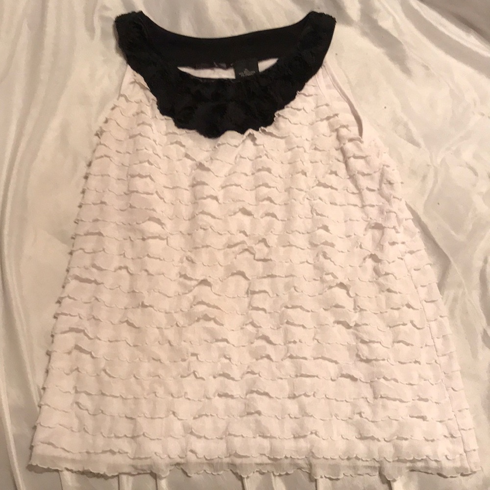 Ruffled Black & White Tank Top